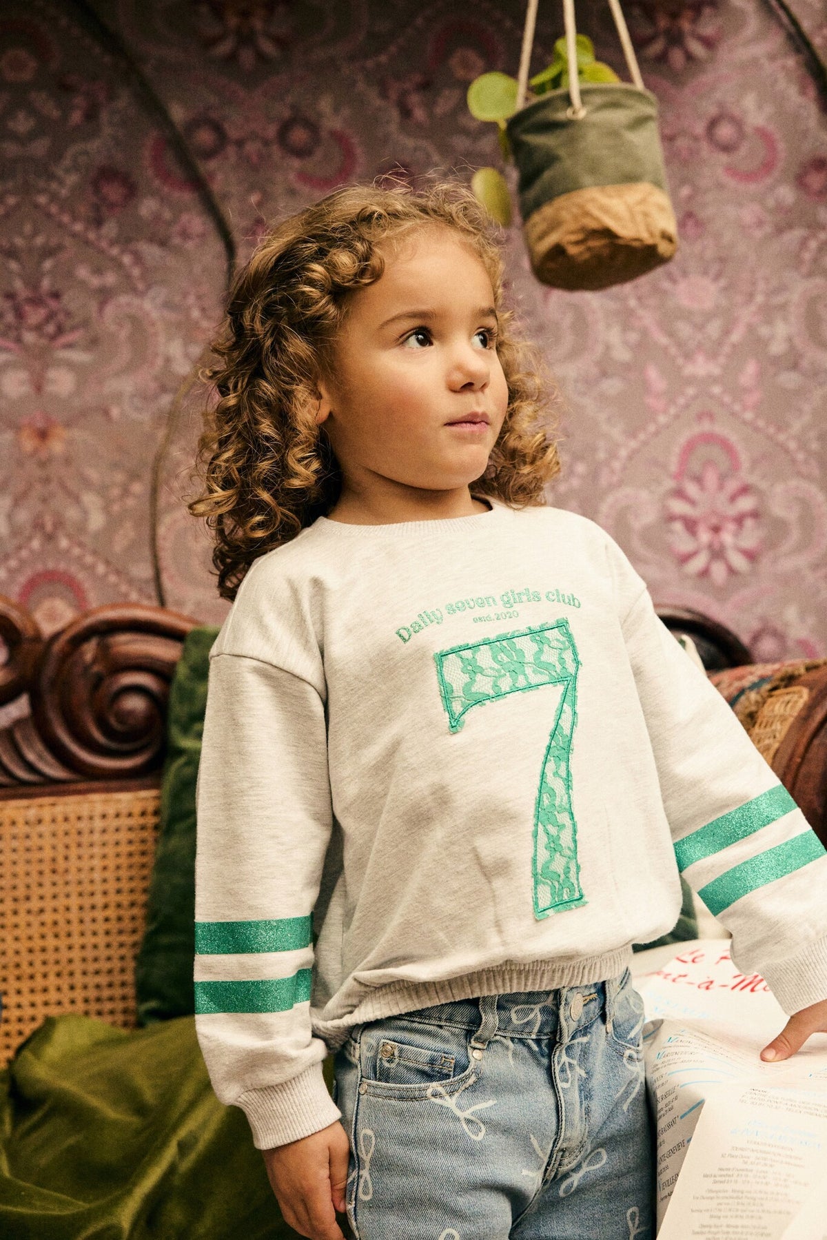 Daily7 jeans spijkerbroek meisje Denim Wide Fit Bow (wijde pasvorm)