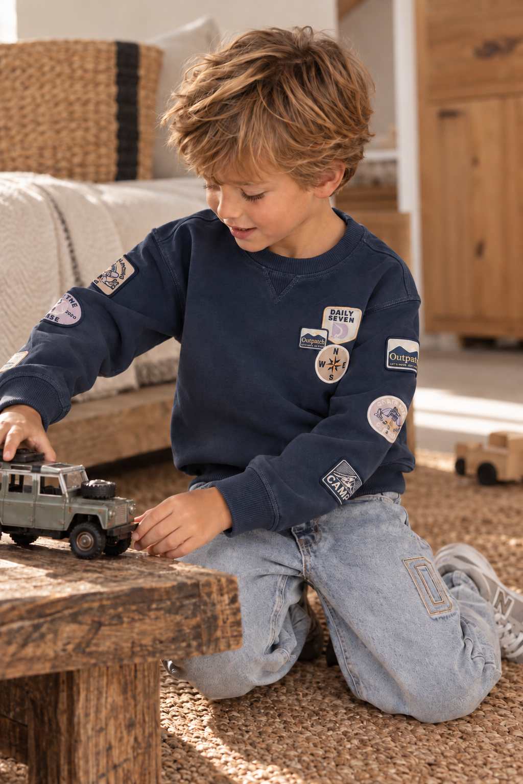 Daily7 oversized sweater jongen Badges Odyssey Grey (grijs)