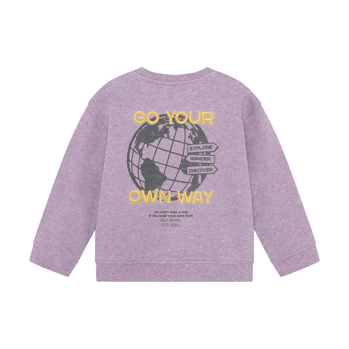 Daily7 oversized sweater jongen Backprint Purple Melange (paars melange)