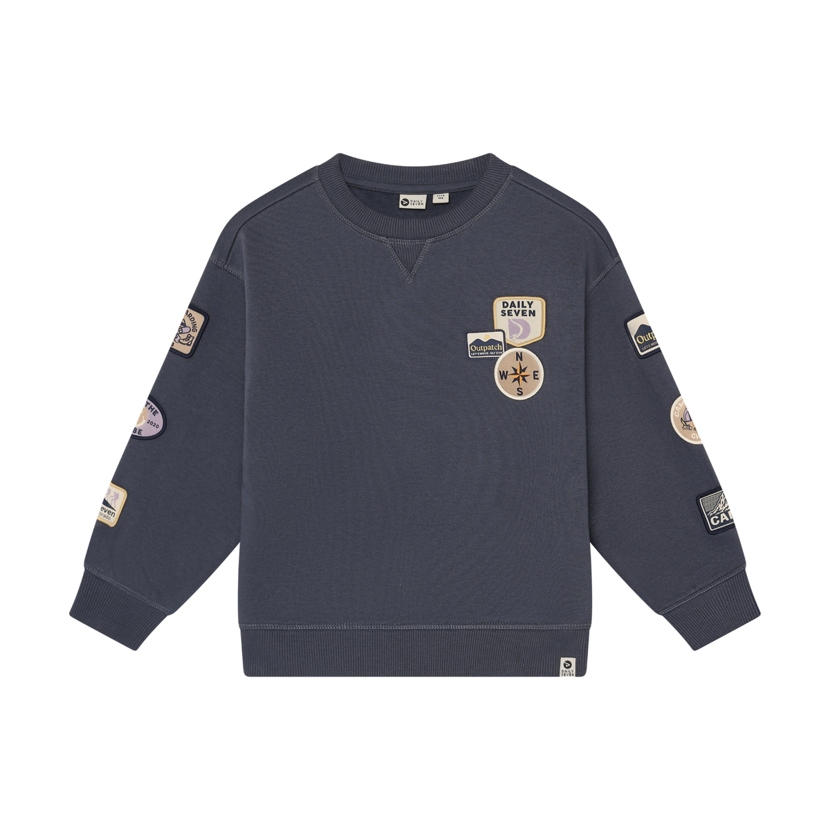 Daily7 oversized sweater jongen Badges Odyssey Grey (grijs)
