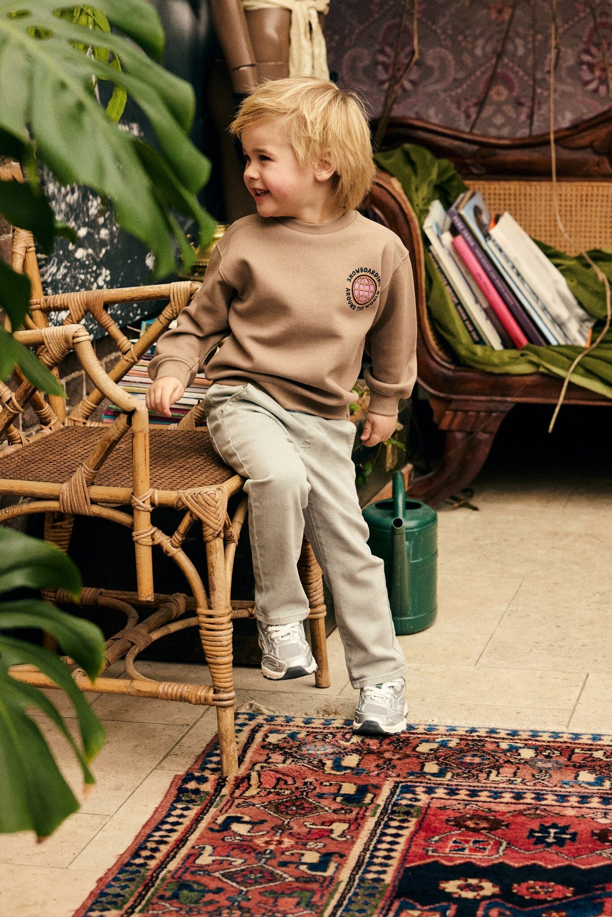 Daily7 oversized sweater jongen Backprint Plaza Taupe (taupe)