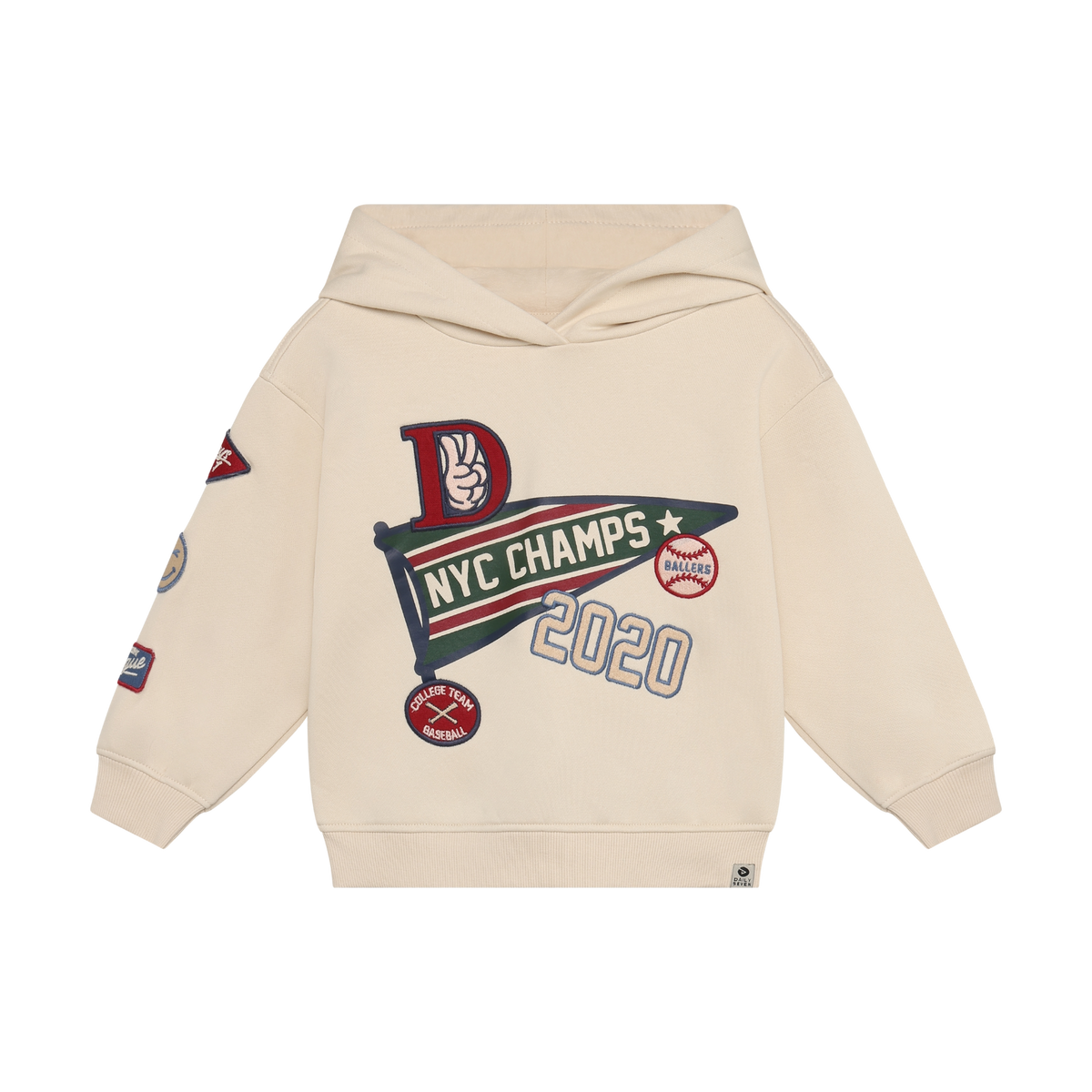 Daily7 oversized hoodie jongen Oversized Hoodie Badges Sandshells (zand)