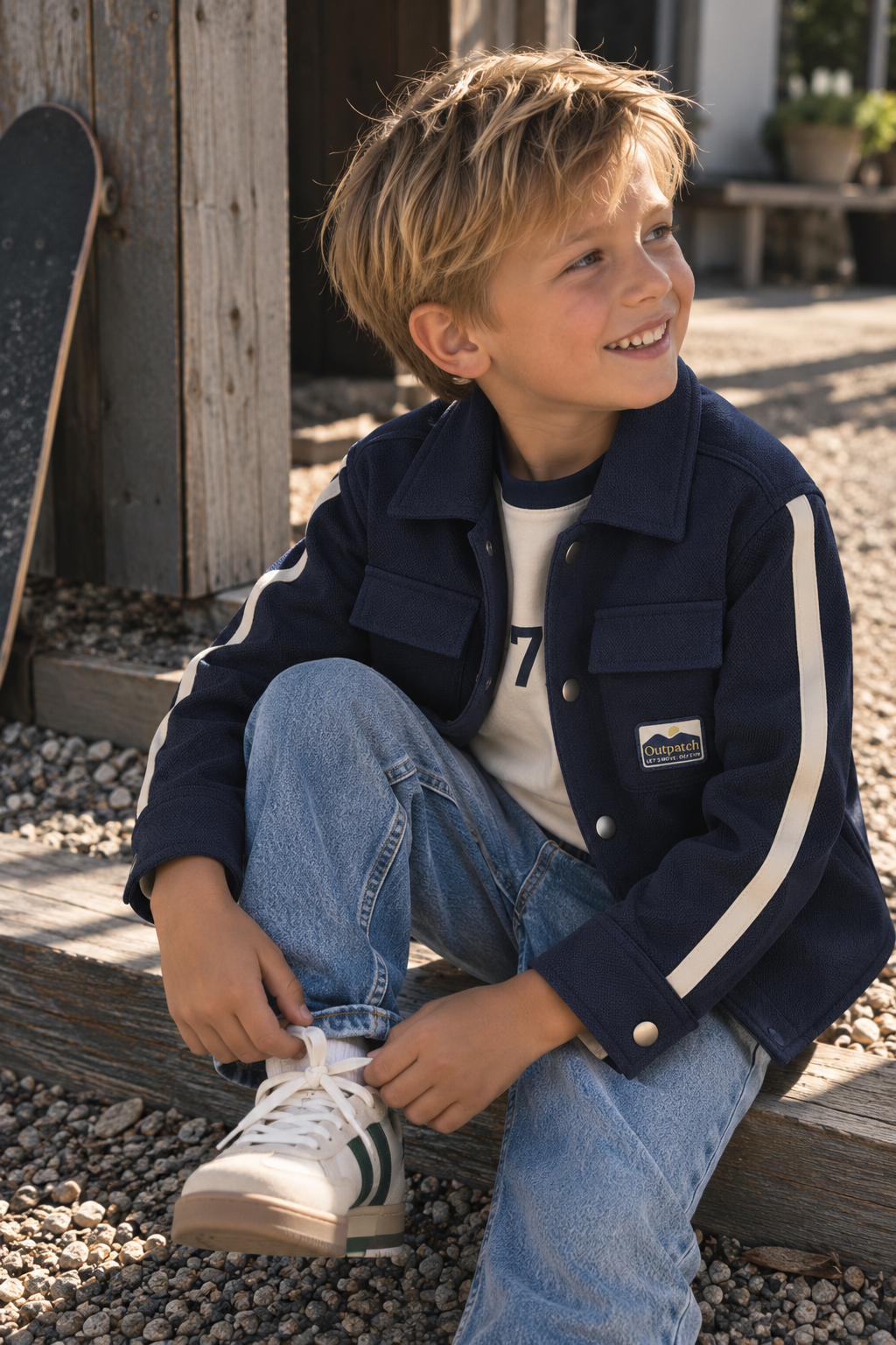 Daily7 T-shirt jongen Contrast Sandshells (zand)