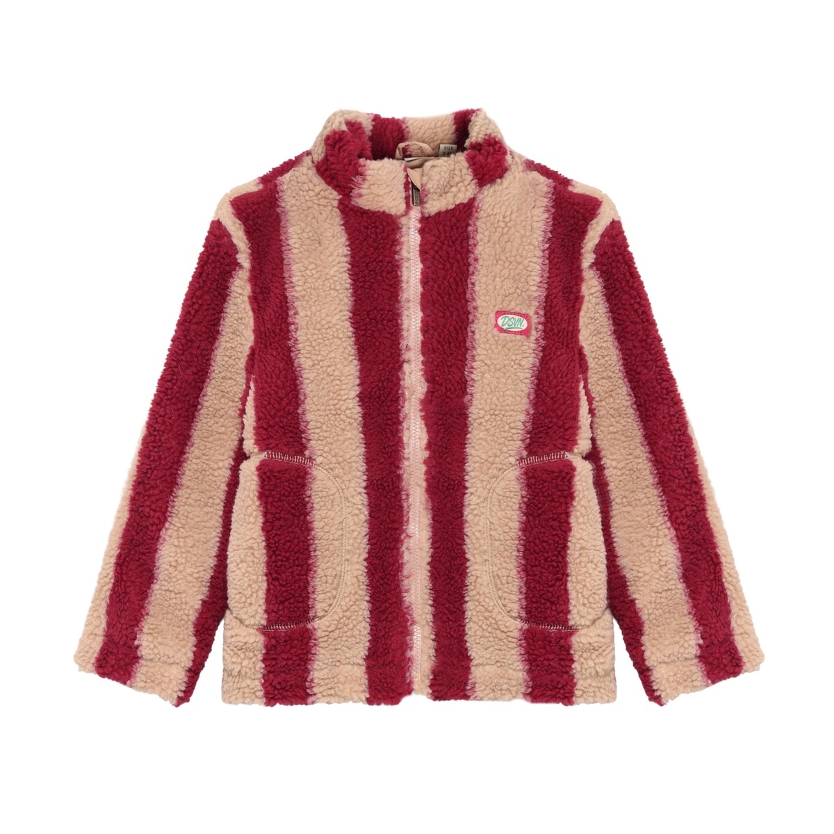 Daily7 teddy jas jongen rood gestreept Teddy Jacket Striped Rythmic Red