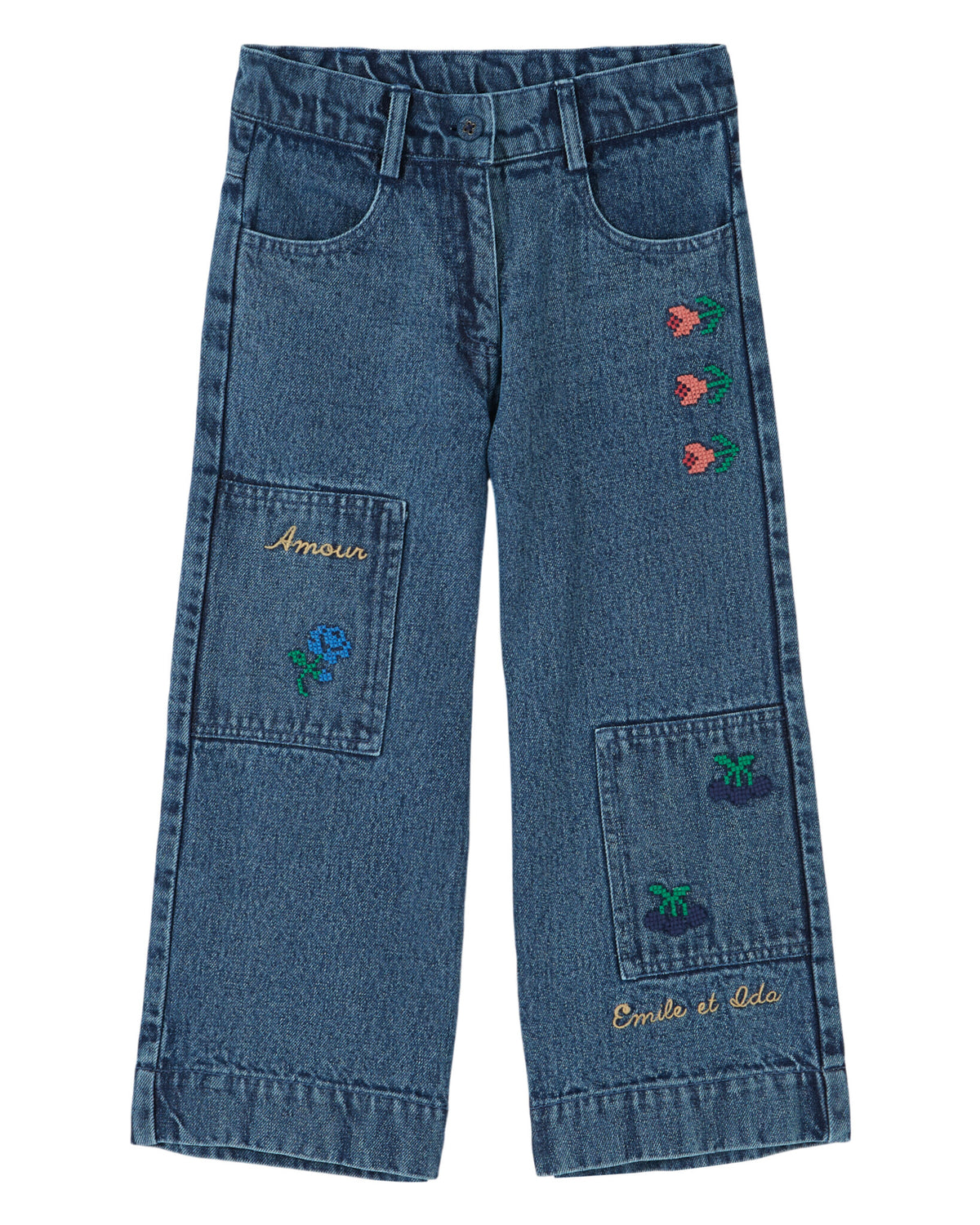EMILE ET IDA broek meisje Denim Brodé Denim