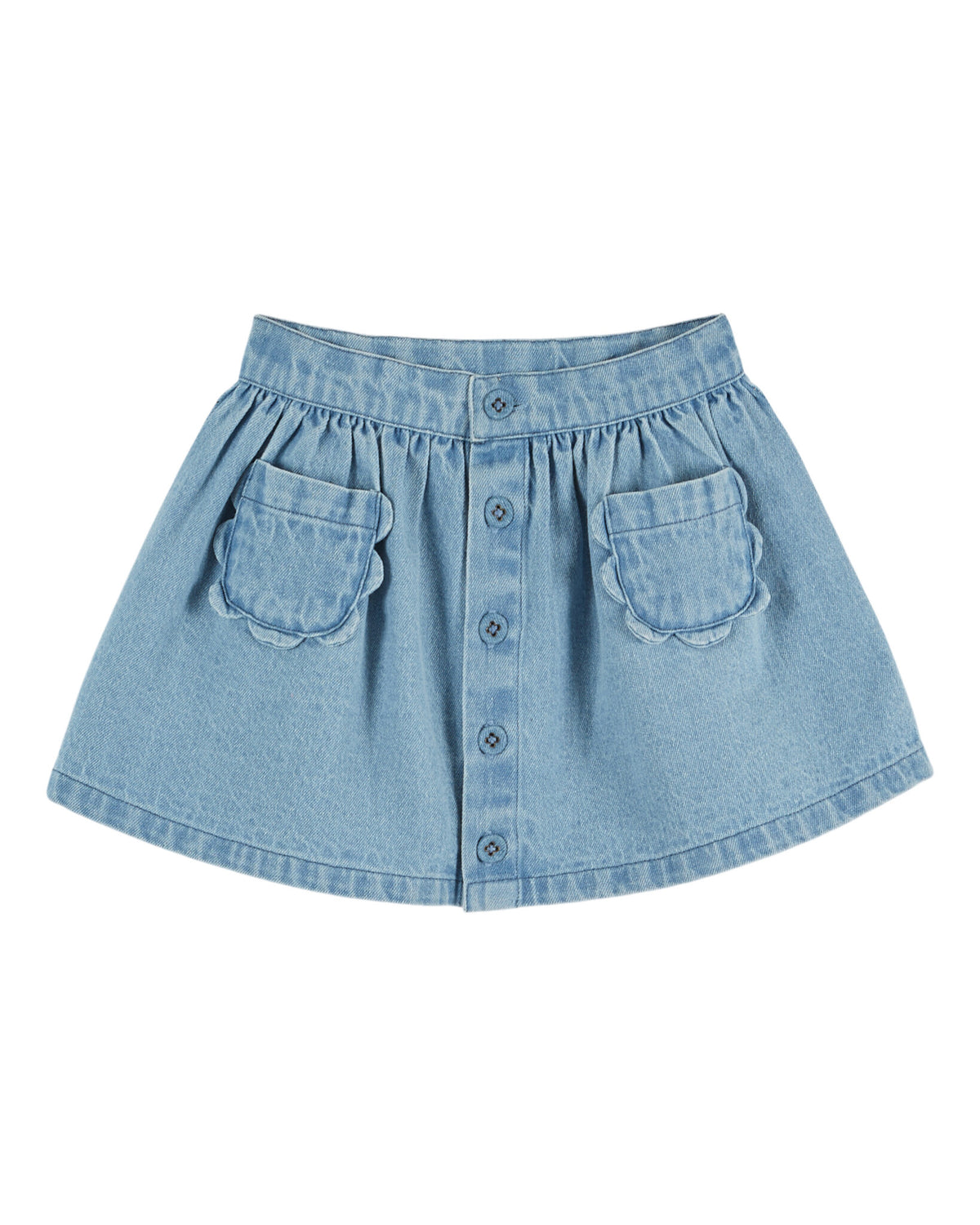 EMILE ET IDA rok meisje Denim Poches Fleurs Bleu Délavé (lichtblauw denim)