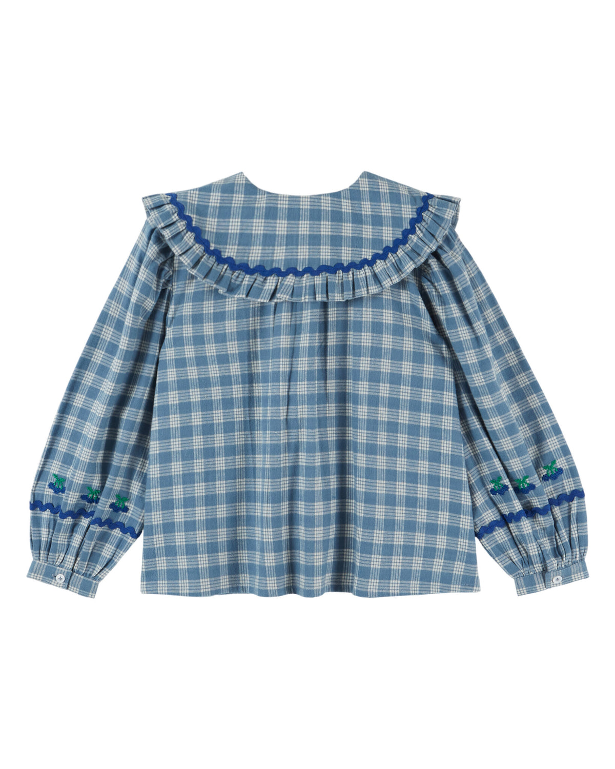 EMILE ET IDA blouse meisje Grand Col Carreau Carreaux Celestine (blauw geruit)