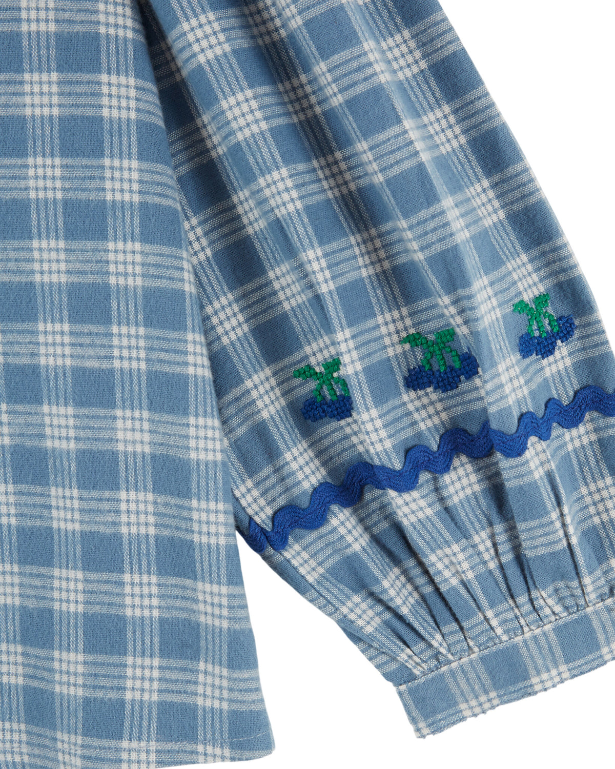 EMILE ET IDA blouse meisje Grand Col Carreau Carreaux Celestine (blauw geruit)