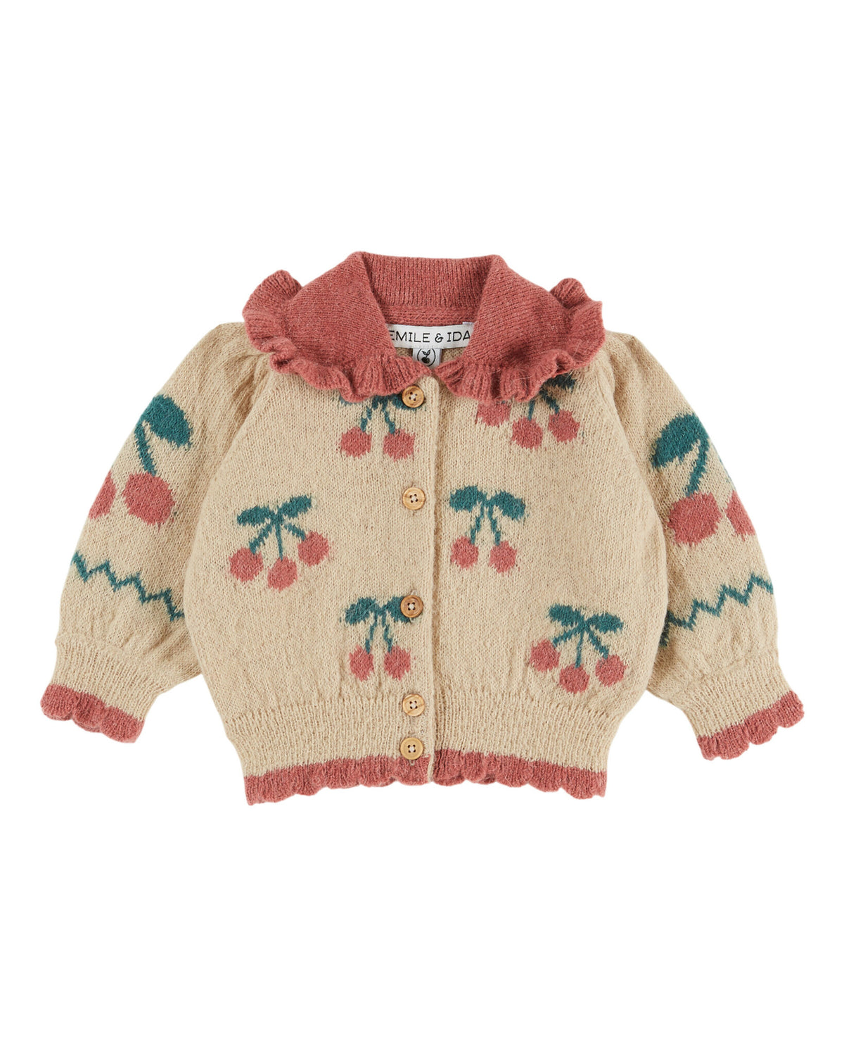 EMILE ET IDA vest meisje Intarsia Cerises Cerises (crème met kersen)