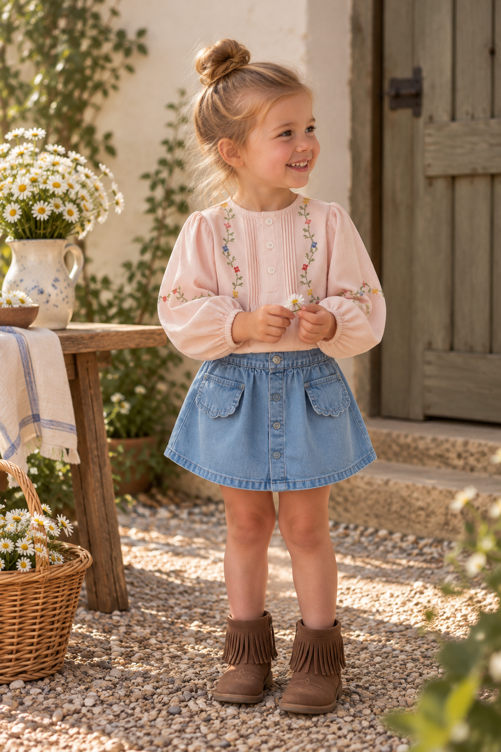 EMILE ET IDA blouse meisje Point de Croix Roseau (crème)