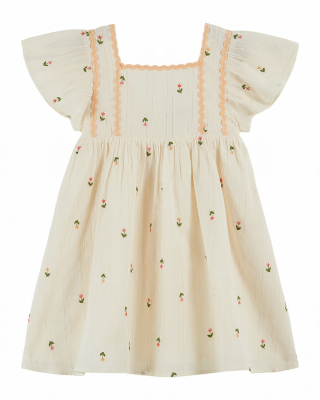 Emile et Ida | ROBE BRODEE ALL OVER | Crème