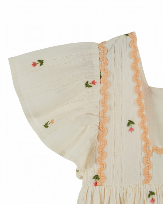 Emile et Ida | ROBE BRODEE ALL OVER | Crème