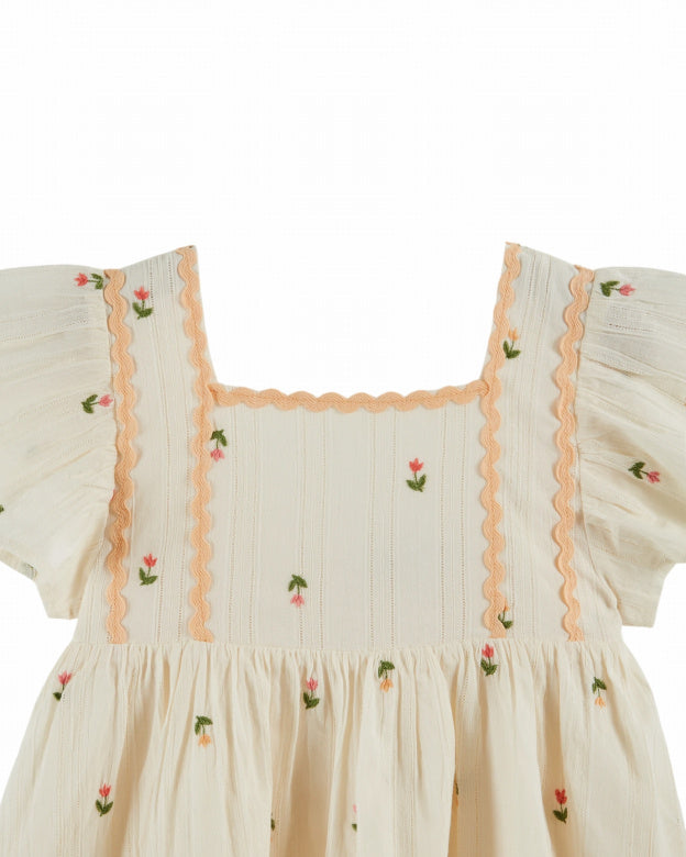 Emile et Ida | ROBE BRODEE ALL OVER | Crème