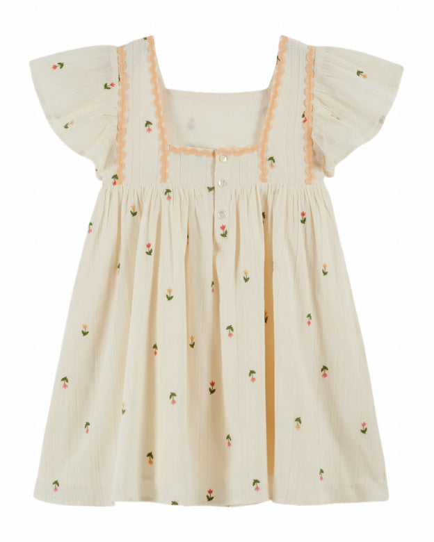 Emile et Ida | ROBE BRODEE ALL OVER | Crème
