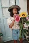 Emile et Ida | SHORT DENIM LIGHT BRODE ROSE | Denim Light