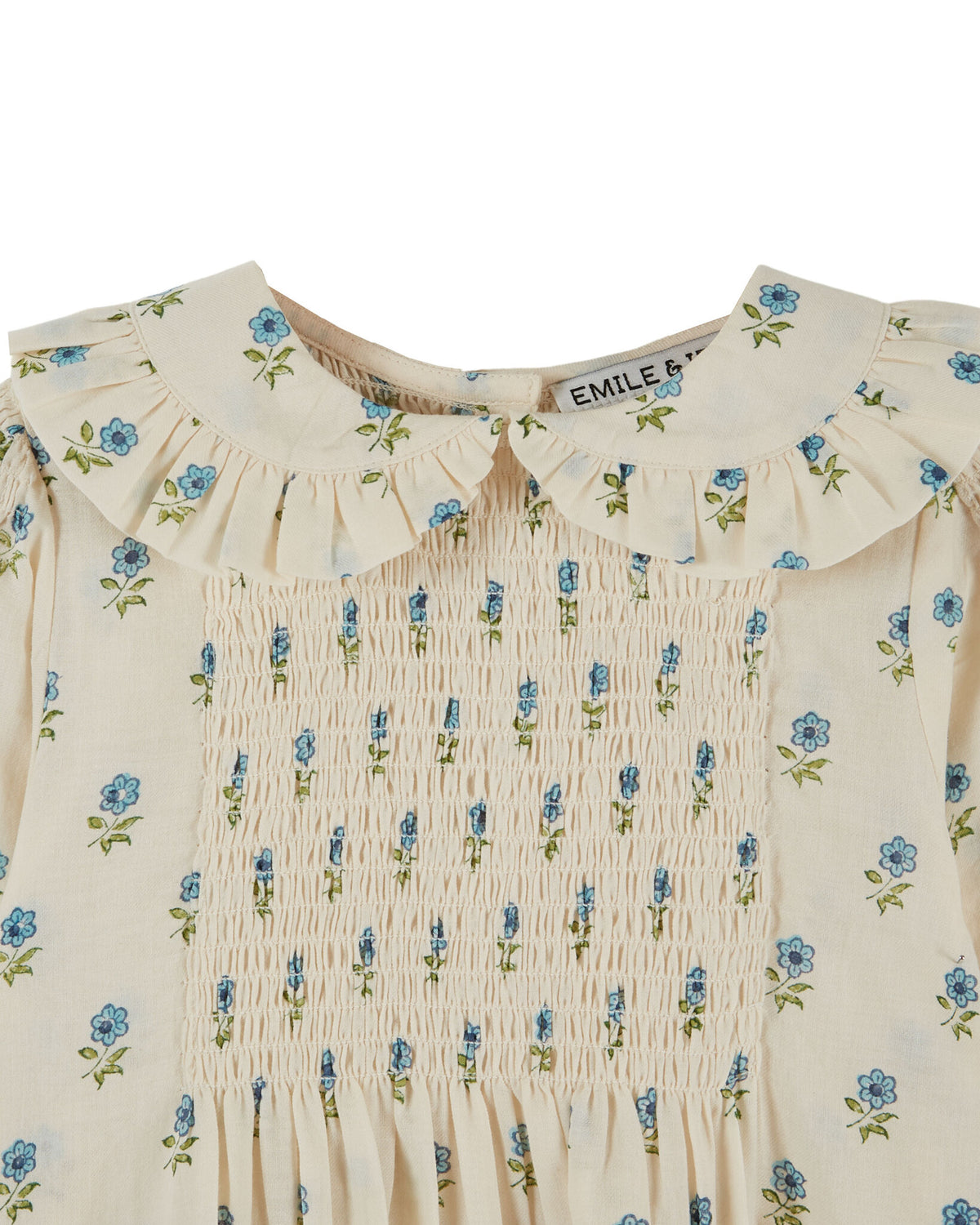 EMILE ET IDA blouse meisje Smockée Block Print Scarlet
