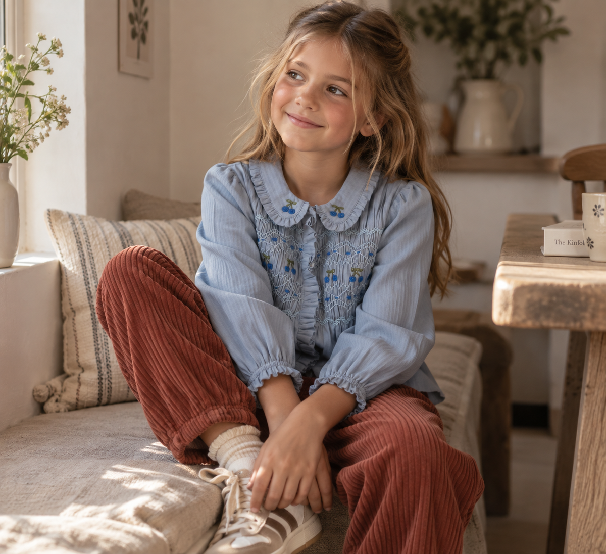EMILE ET IDA blouse meisje Smockée Lac (lichtblauw)