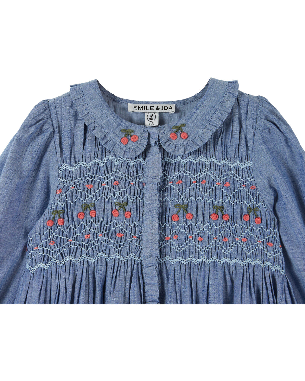 EMILE ET IDA jurk meisje Smockée Chambray Chambray (lichtblauw)