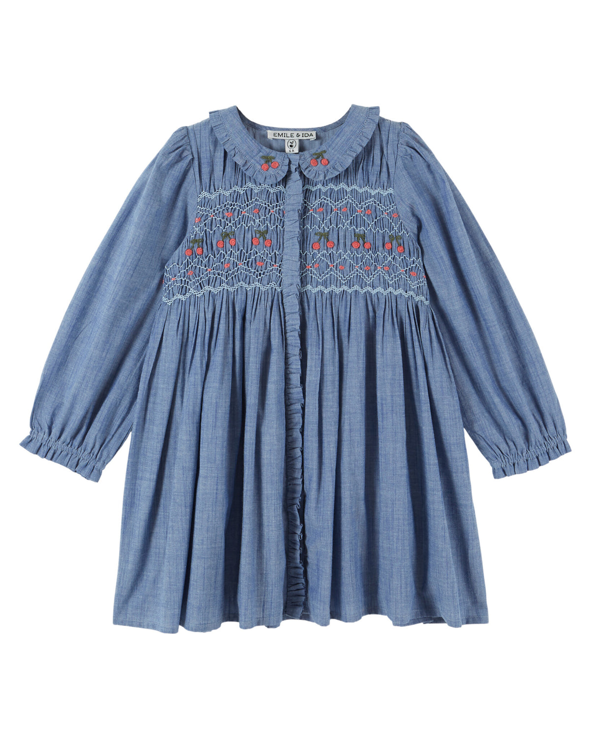 EMILE ET IDA jurk meisje Smockée Chambray Chambray (lichtblauw)