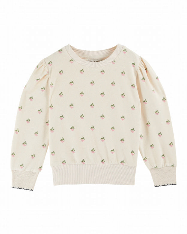 Emile et Ida | SWEAT EPONGE IMPRIME | Cerisette crème