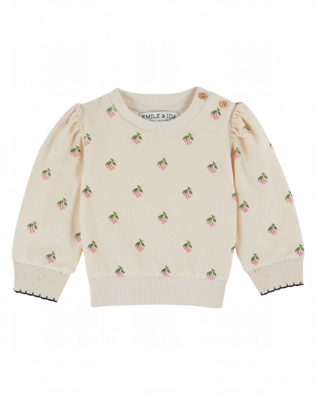 Emile et Ida | SWEAT EPONGE IMPRIME | Cerisette crème