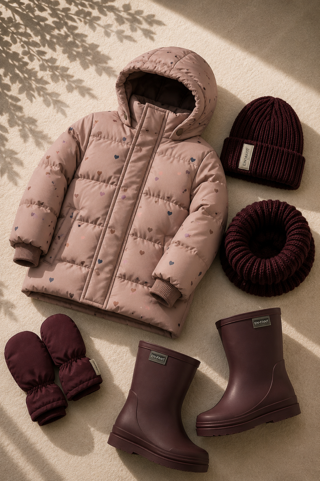 EN FANT winterjas meisje Jacket Quilt AOP Adobe Rose (oudroze)