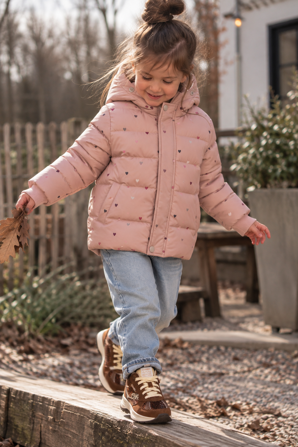 EN FANT winterjas meisje Jacket Quilt AOP Adobe Rose (oudroze)