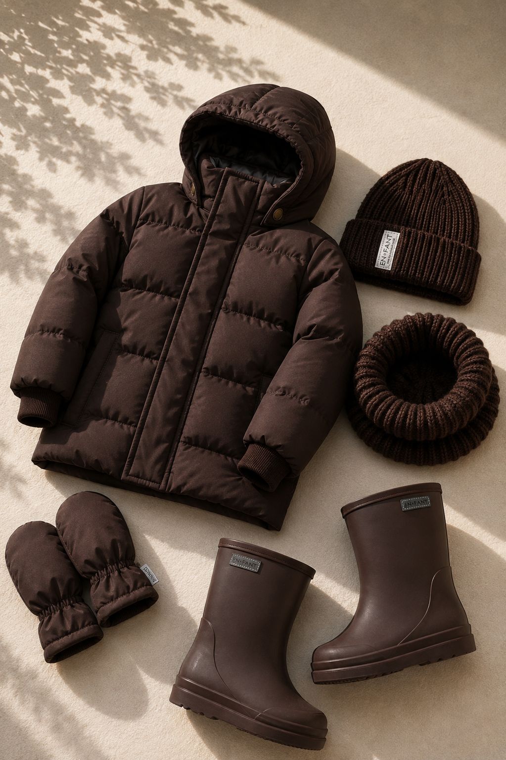EN FANT winterjas kind Quilt AOP Coffee Bean (donkerbruin)