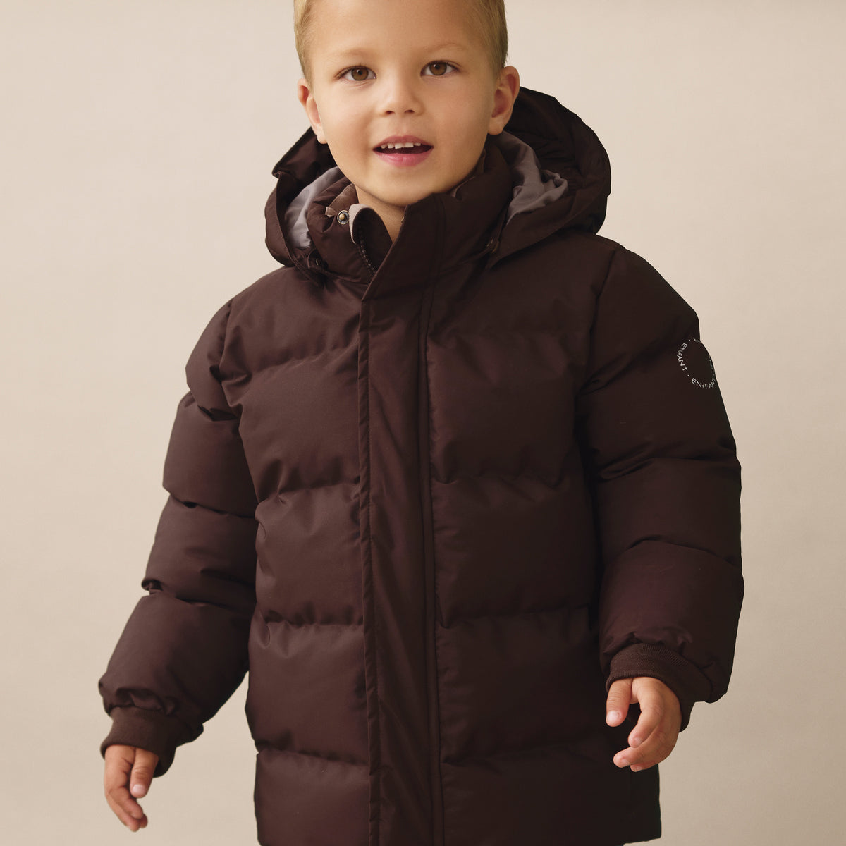 EN FANT winterjas kind Quilt AOP Coffee Bean (donkerbruin)