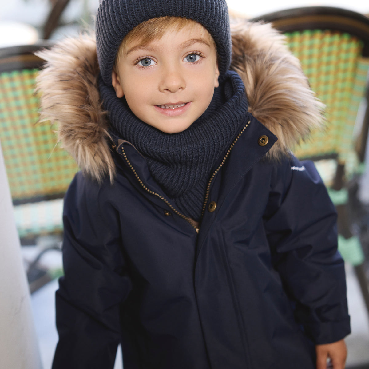 EN FANT gebreide colsjaal kind Parisian Night (donkerblauw)