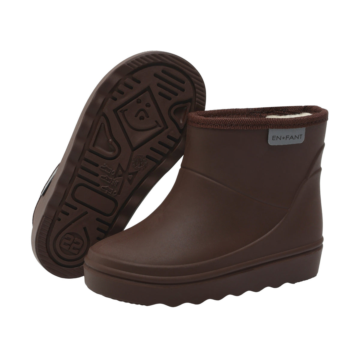 EN FANT korte thermo regenlaarzen kind gevoerde laarzen Coffee Bean (donkerbruin)