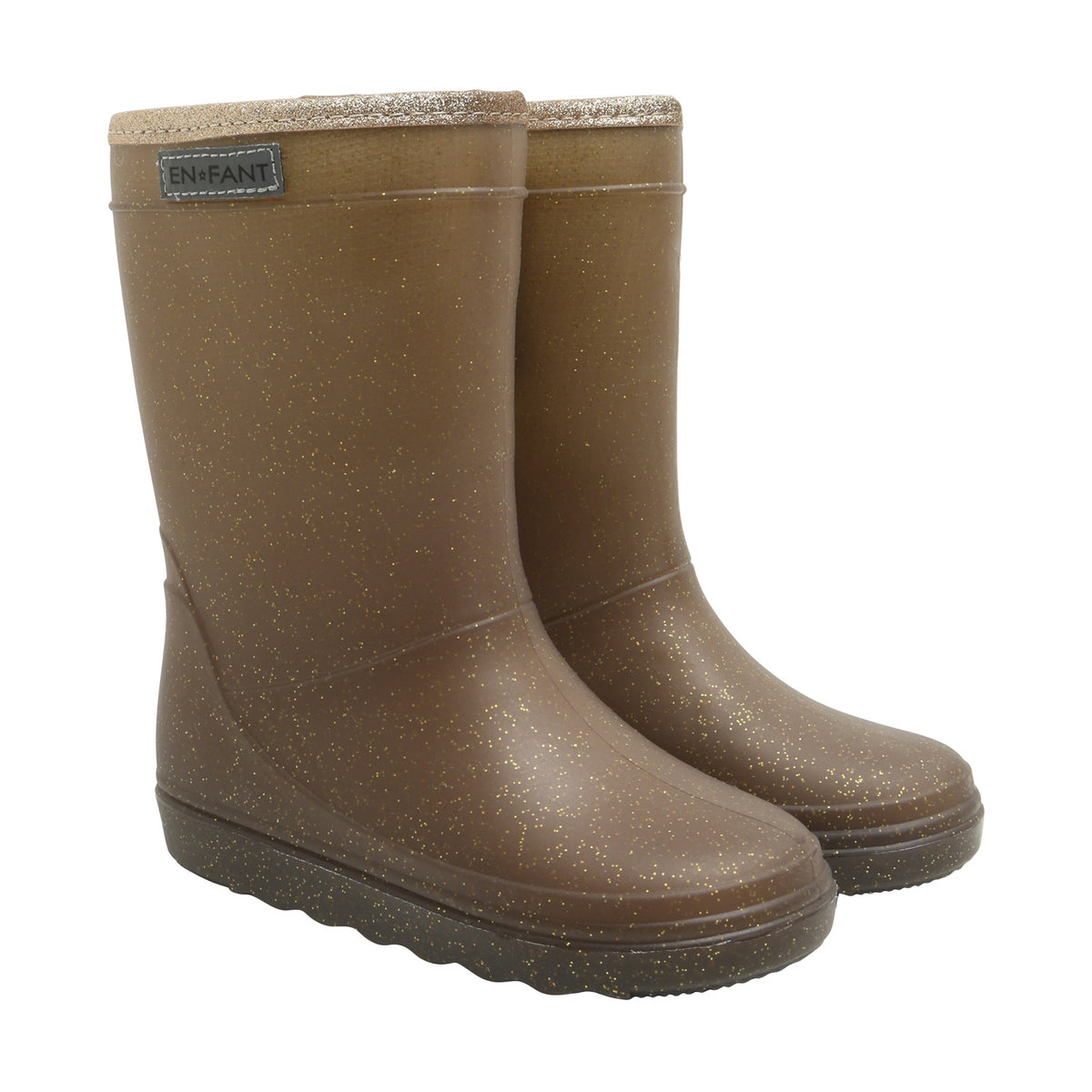 EN FANT thermo regenlaarzen glitter kind gevoerde laarzen Coffee Bean (donkerbruin)