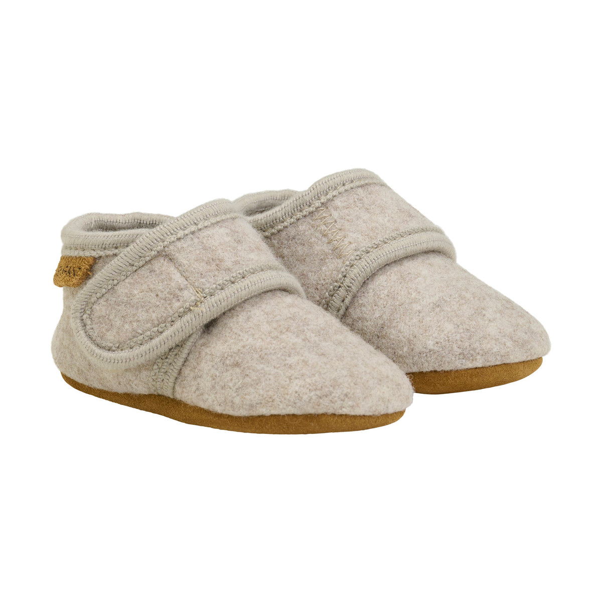 EN FANT wollen slofjes baby Sand Melange (zand gemêleerd)