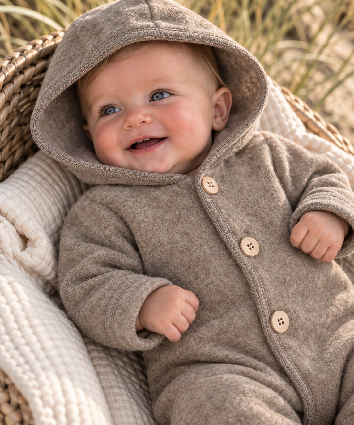 Huttelihut wollen fleecepak kind Suit Wool Fleece Savannah Melange (beige mêlee)