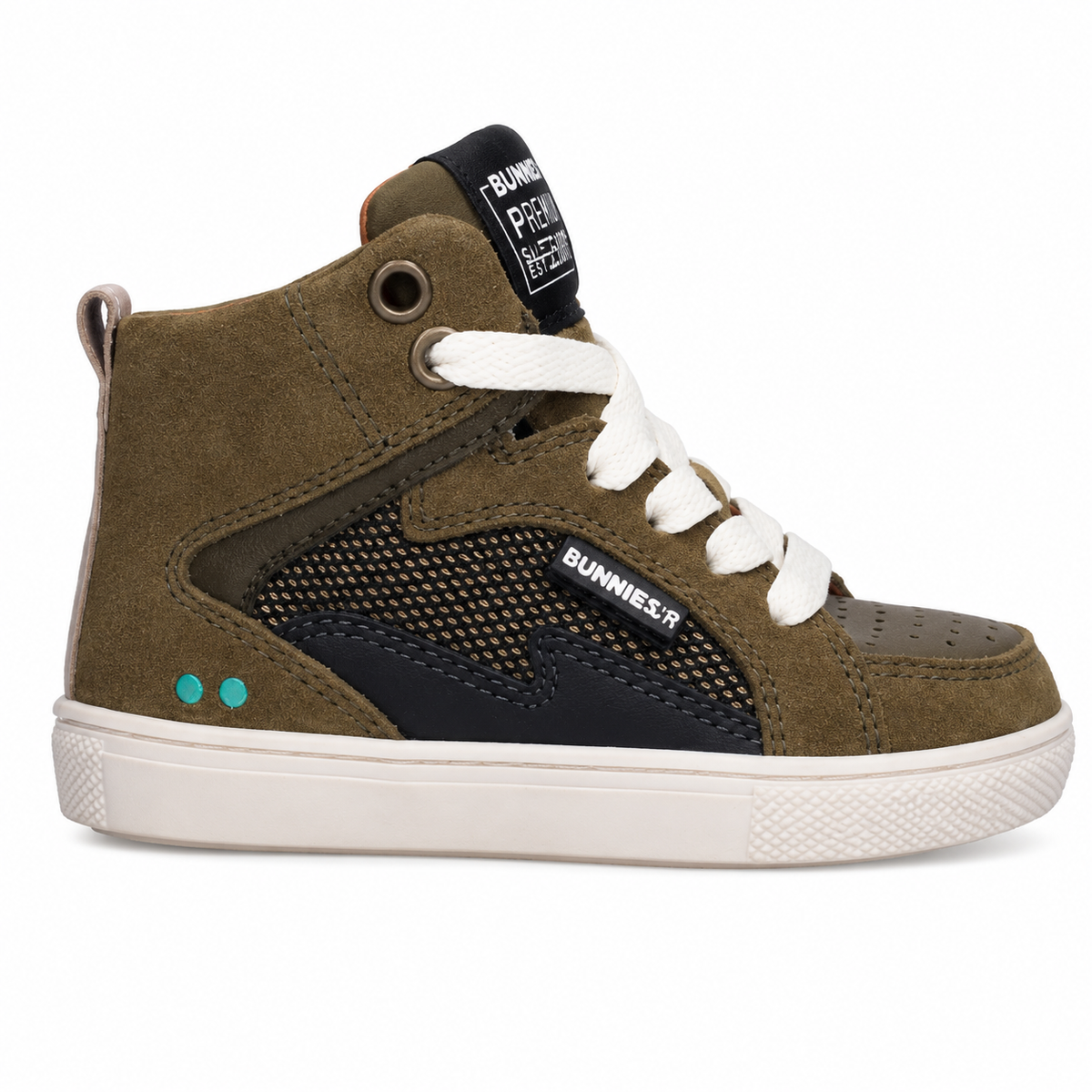 Bunnies Lux Louw hoge sneakers kind Army Green (legergroen)
