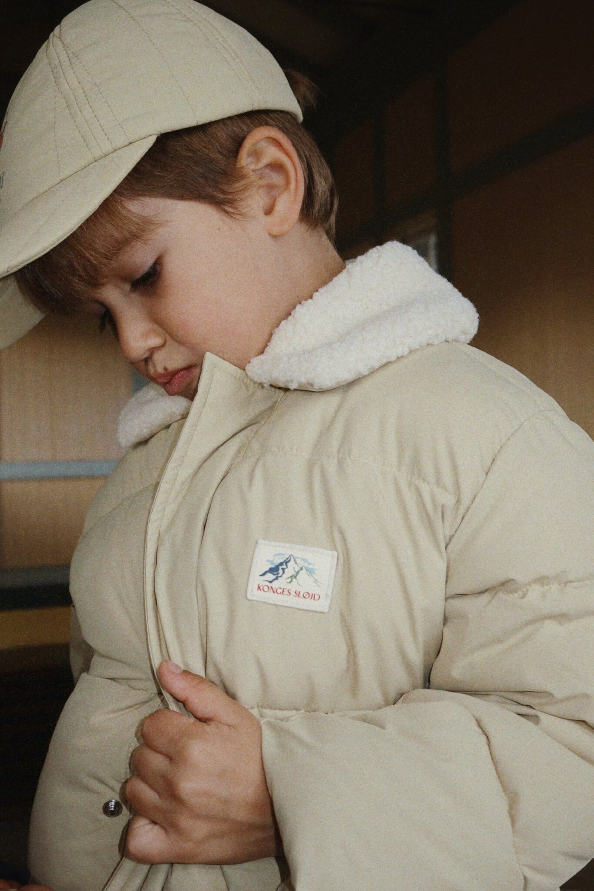 KONGES SLØJD winterjas kind Alpi Collar Jacket GRS Pale Olive Green (licht olijfgroen)