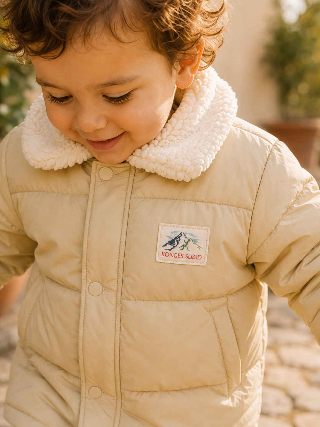 KONGES SLØJD winterjas kind Alpi Collar Jacket GRS Pale Olive Green (licht olijfgroen)