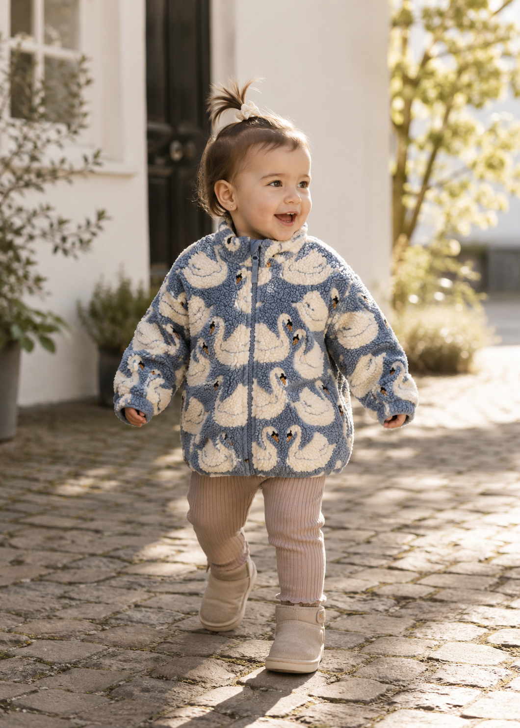 KONGES SLØJD teddyjas kind Jody Teddy Jacket GRS Swan zwaan (gebroken wit)
