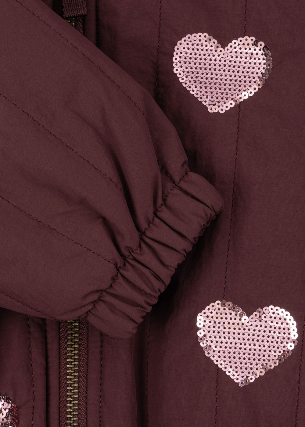 KONGES SLØJD winterjas bomberjack meisje Juno Sequin Bomber Jacket Decadent Chocolate (bordeauxrood)
