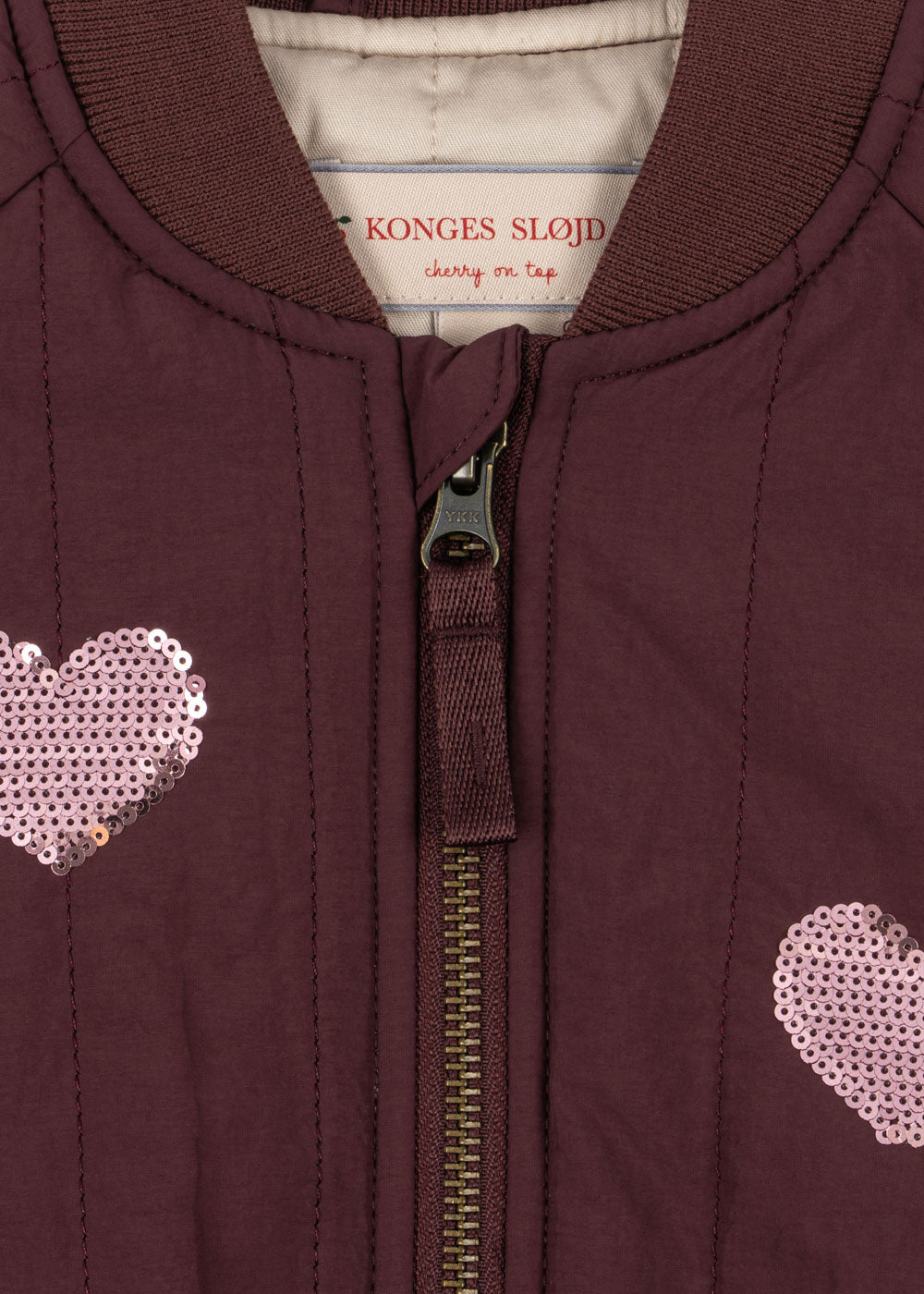 KONGES SLØJD winterjas bomberjack meisje Juno Sequin Bomber Jacket Decadent Chocolate (bordeauxrood)