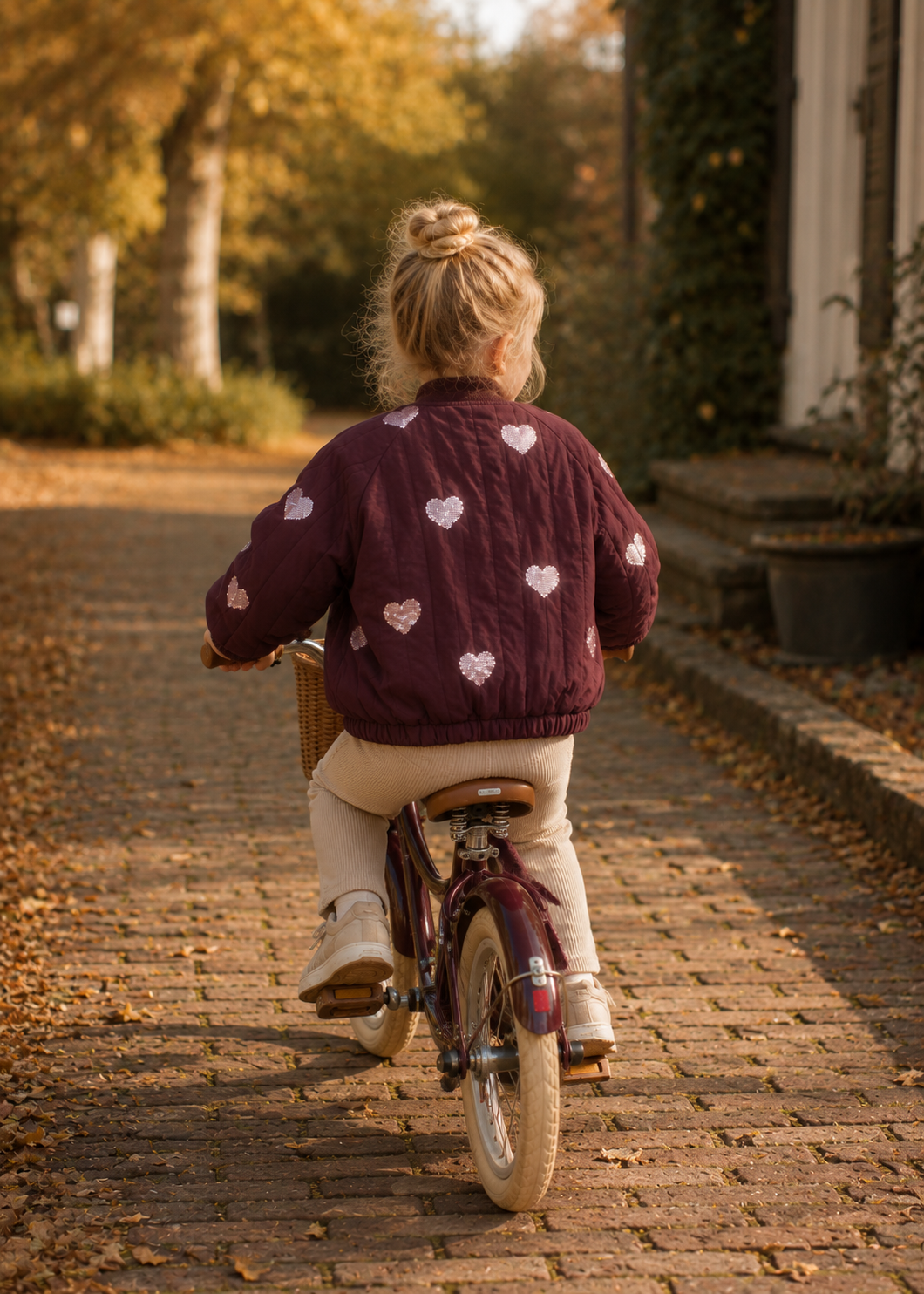 KONGES SLØJD winterjas bomberjack meisje Juno Sequin Bomber Jacket Decadent Chocolate (bordeauxrood)