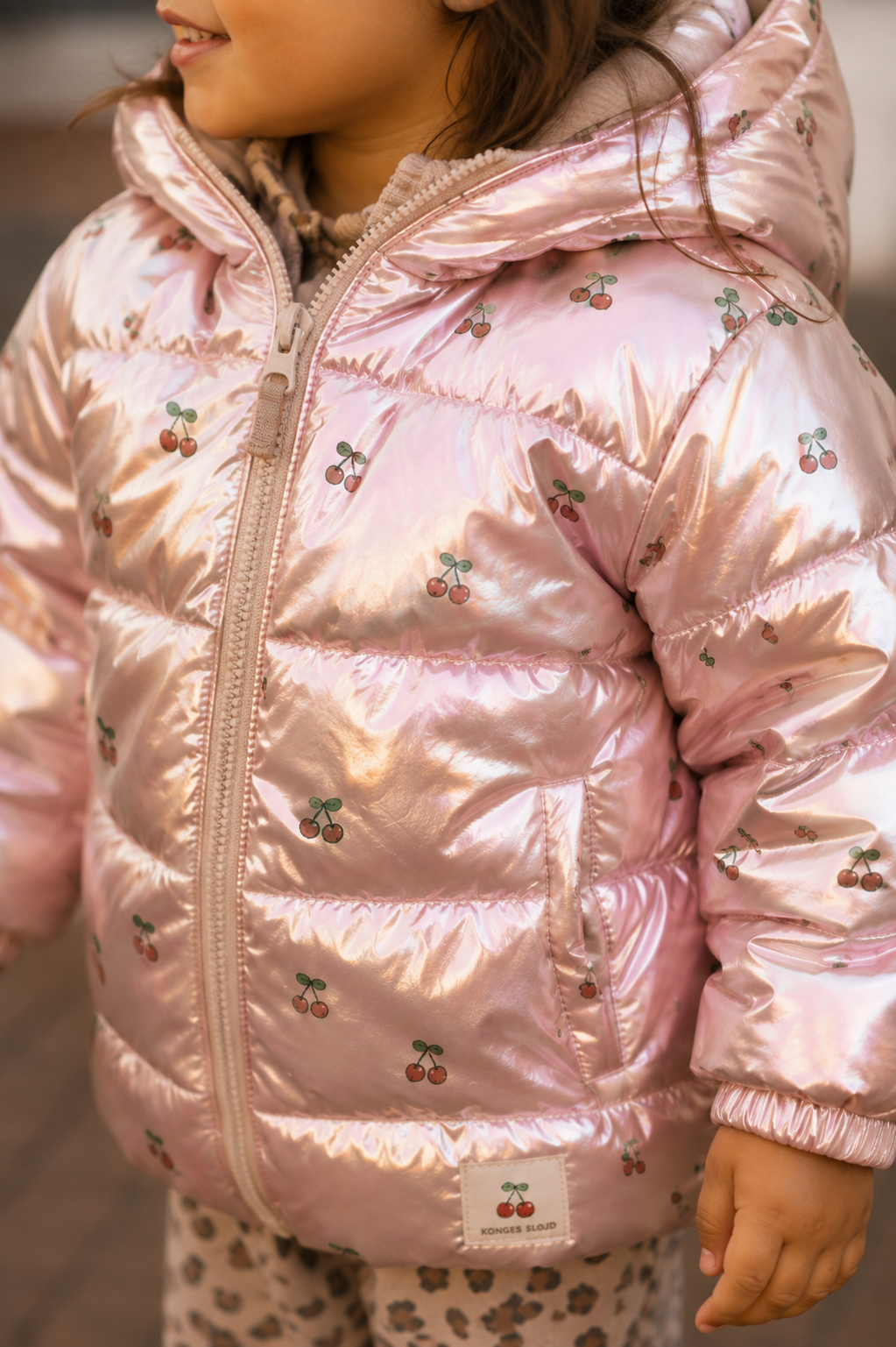 KONGES SLØJD winterjas meisje Kath Jacket GRS Ma Grande Cerise (glanzend lichtroze met kersen)