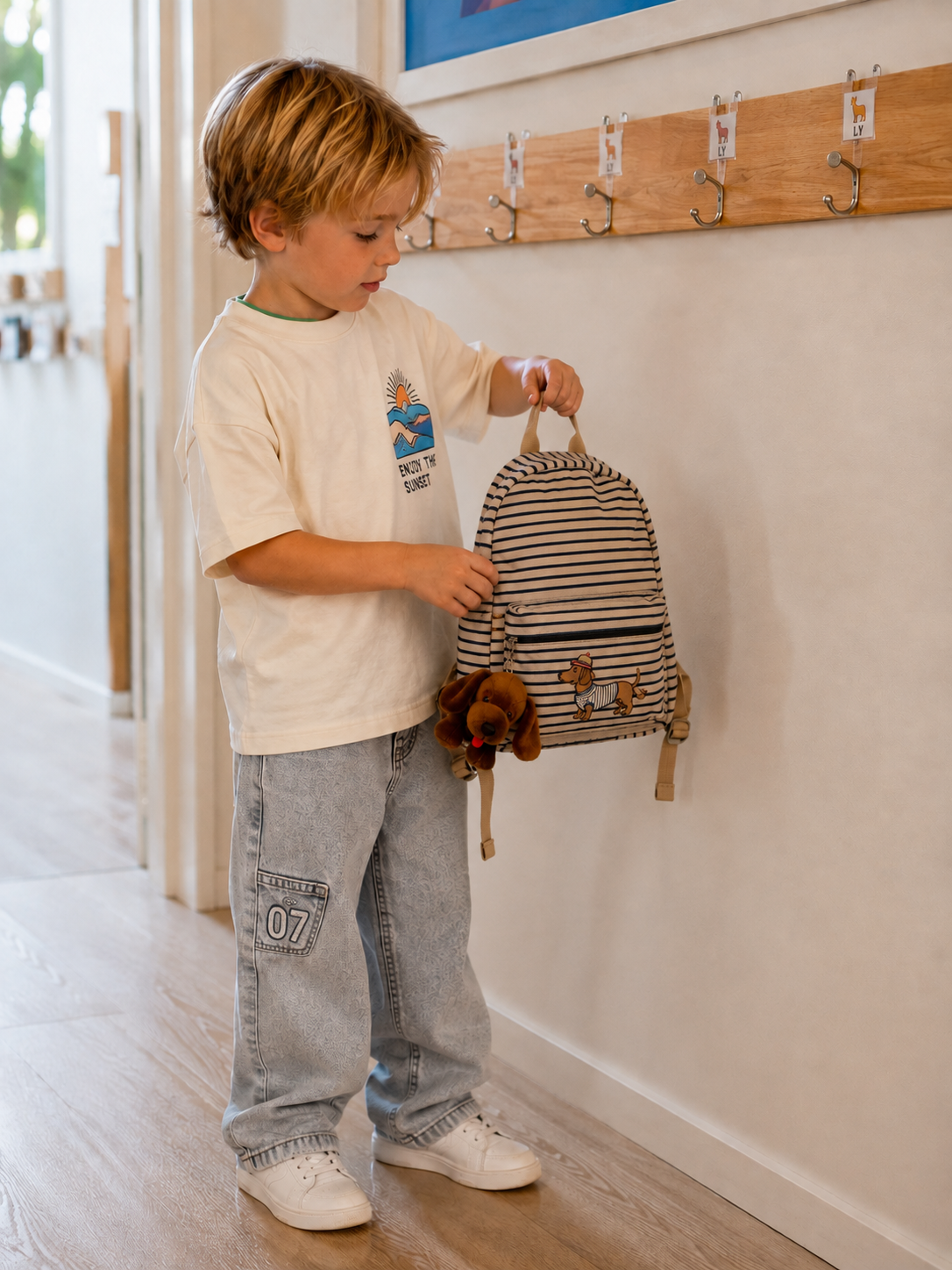KONGES SLØJD rugzak kind Nohr Mini Backpack Stripe La Mer rugtas teckel gestreept