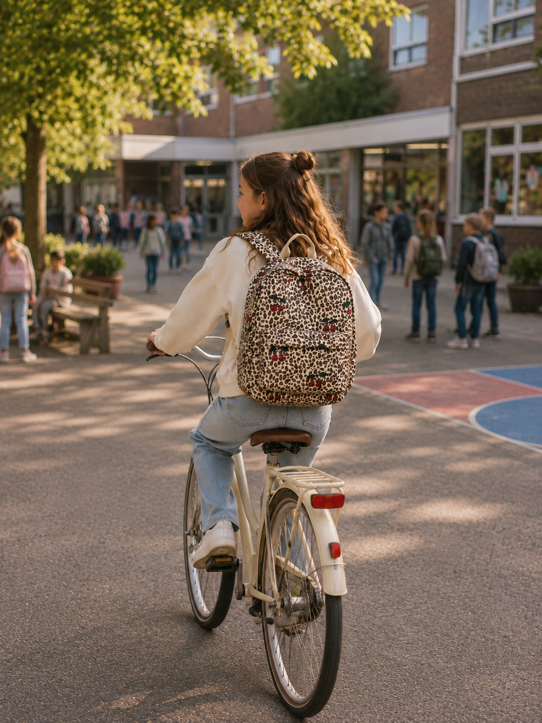 KONGES SLØJD rugzak kind Rainy Backpack Leo Cerise rugtas luipaardprint kersen (beige)