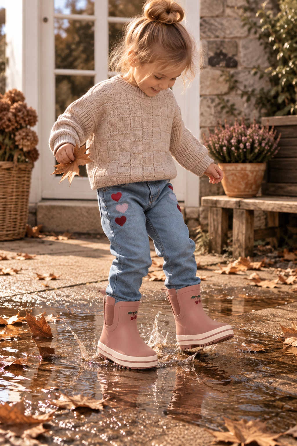 KONGES SLØJD regenlaarzen kind Roi Rain Boot Low Cameo Brown (oudroze)