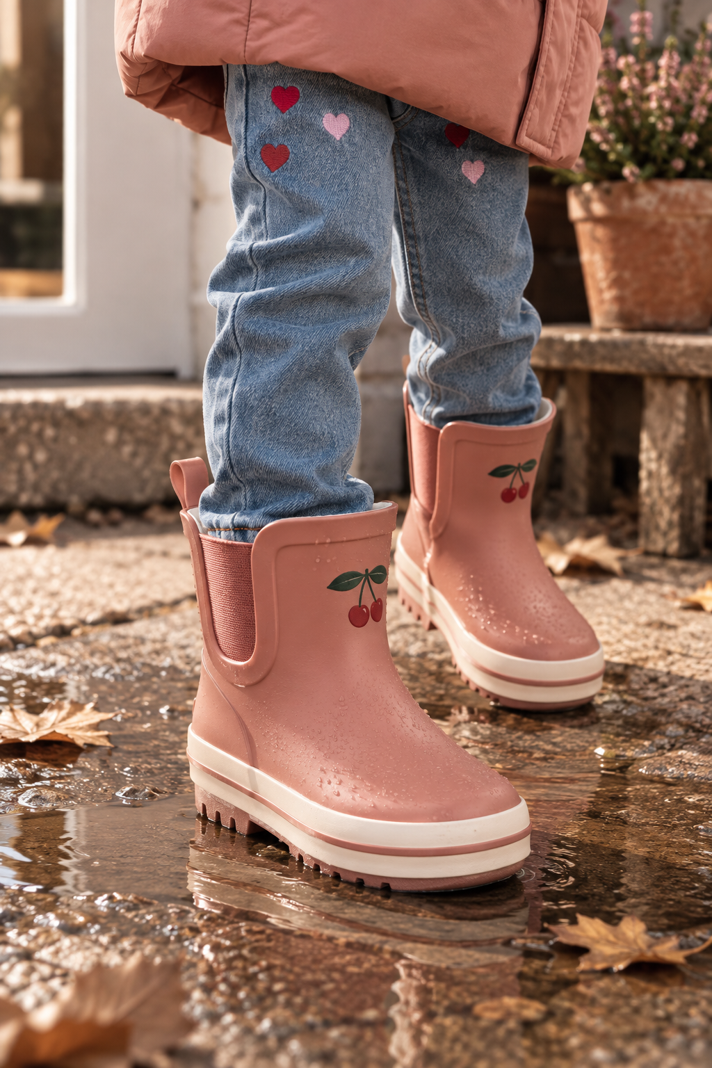 KONGES SLØJD regenlaarzen kind Roi Rain Boot Low Cameo Brown (oudroze)