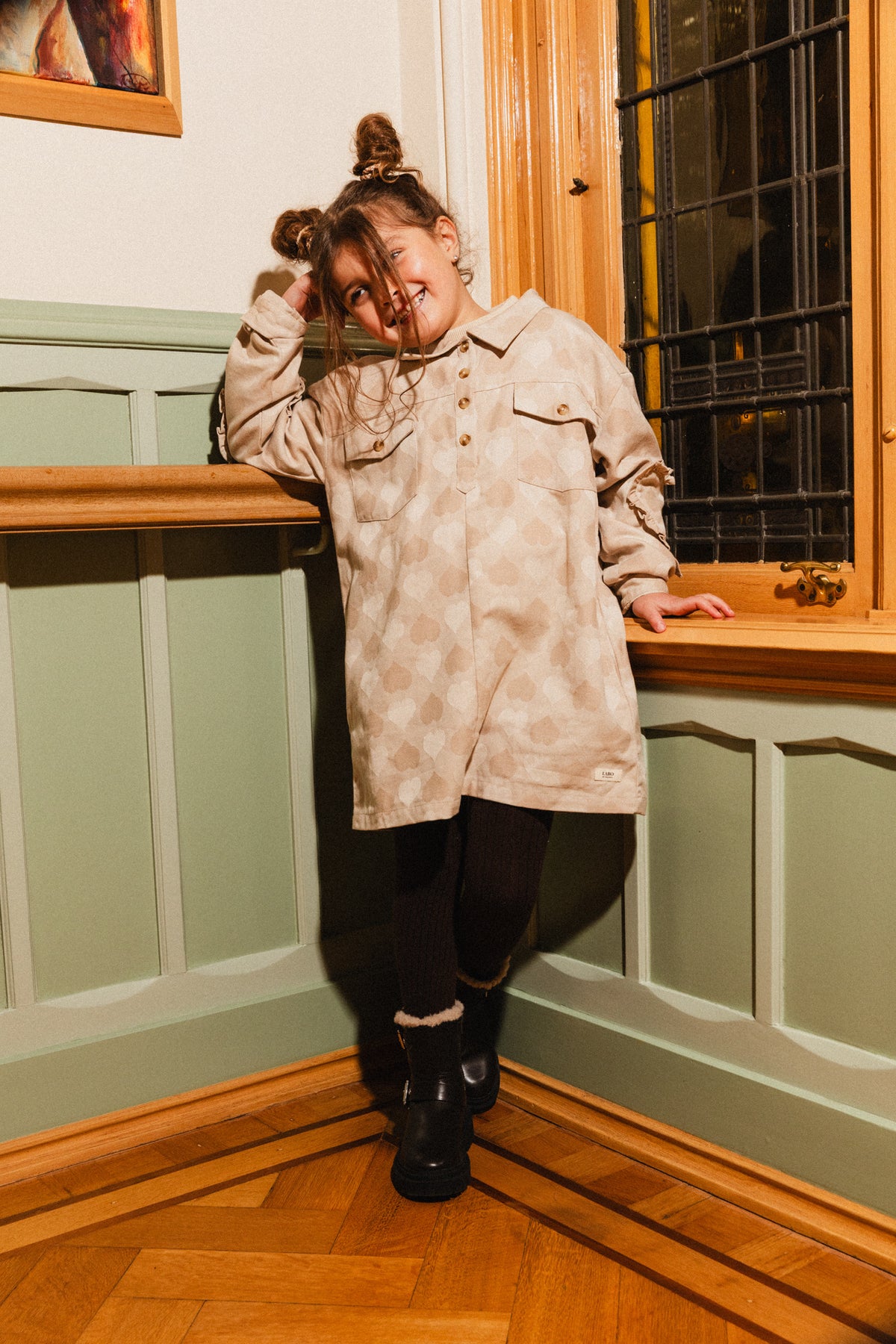 LABO DE COLORES jurk dress meisje Lilia Taupe