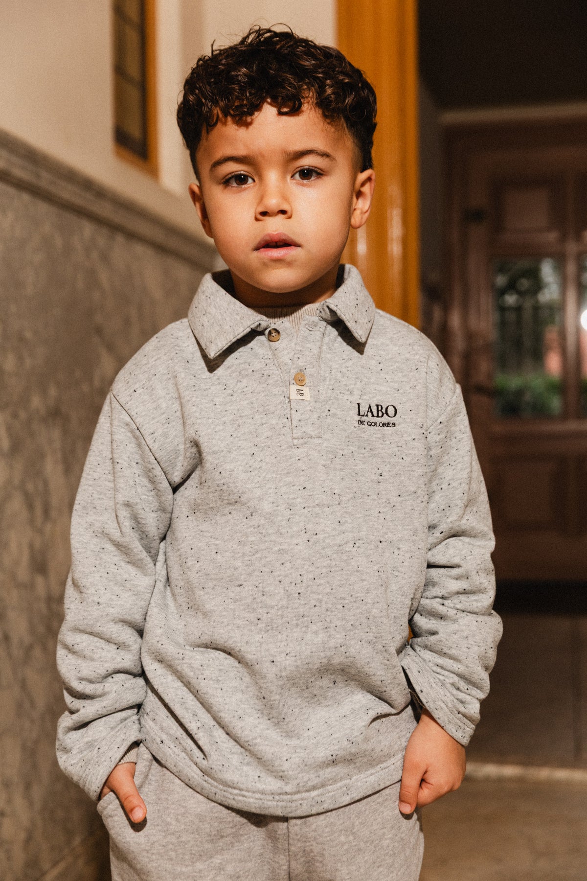 LABO DE COLORES polo longsleeve shirt jongen Lino Grey Melange Multicolor (grijs mêlee multicolor)
