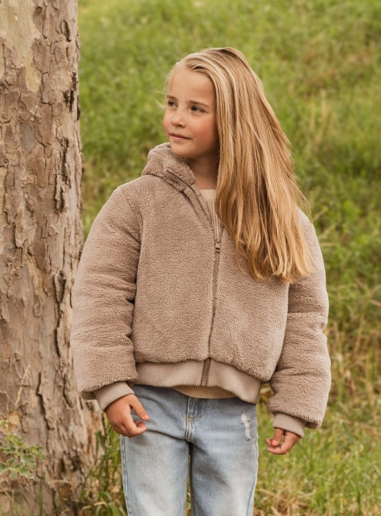 LEVV omkeerbare winterjas meisje Reversible Jacket Dalicia Dark Sand (beige)