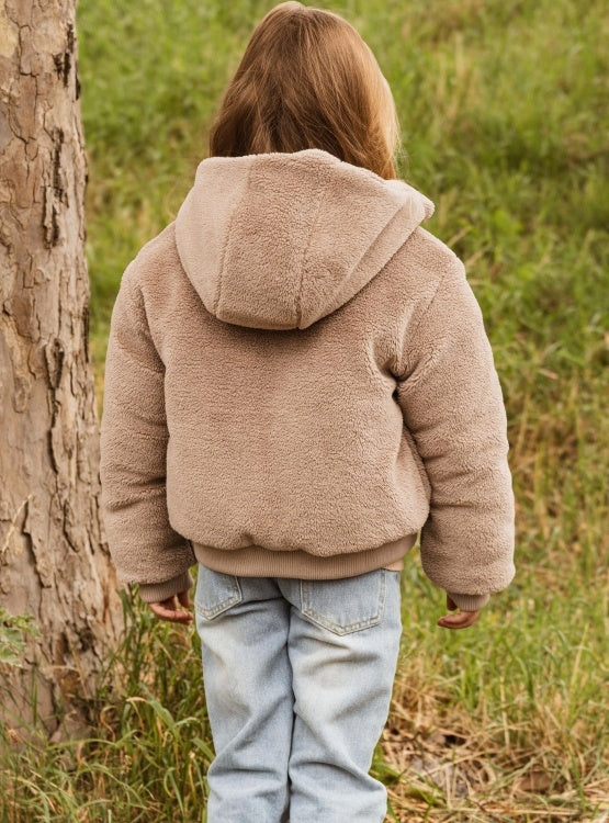 LEVV omkeerbare winterjas meisje Reversible Jacket Dalicia Dark Sand (beige)